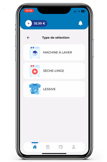Écran de sélection des types de machines dans SimplyPay